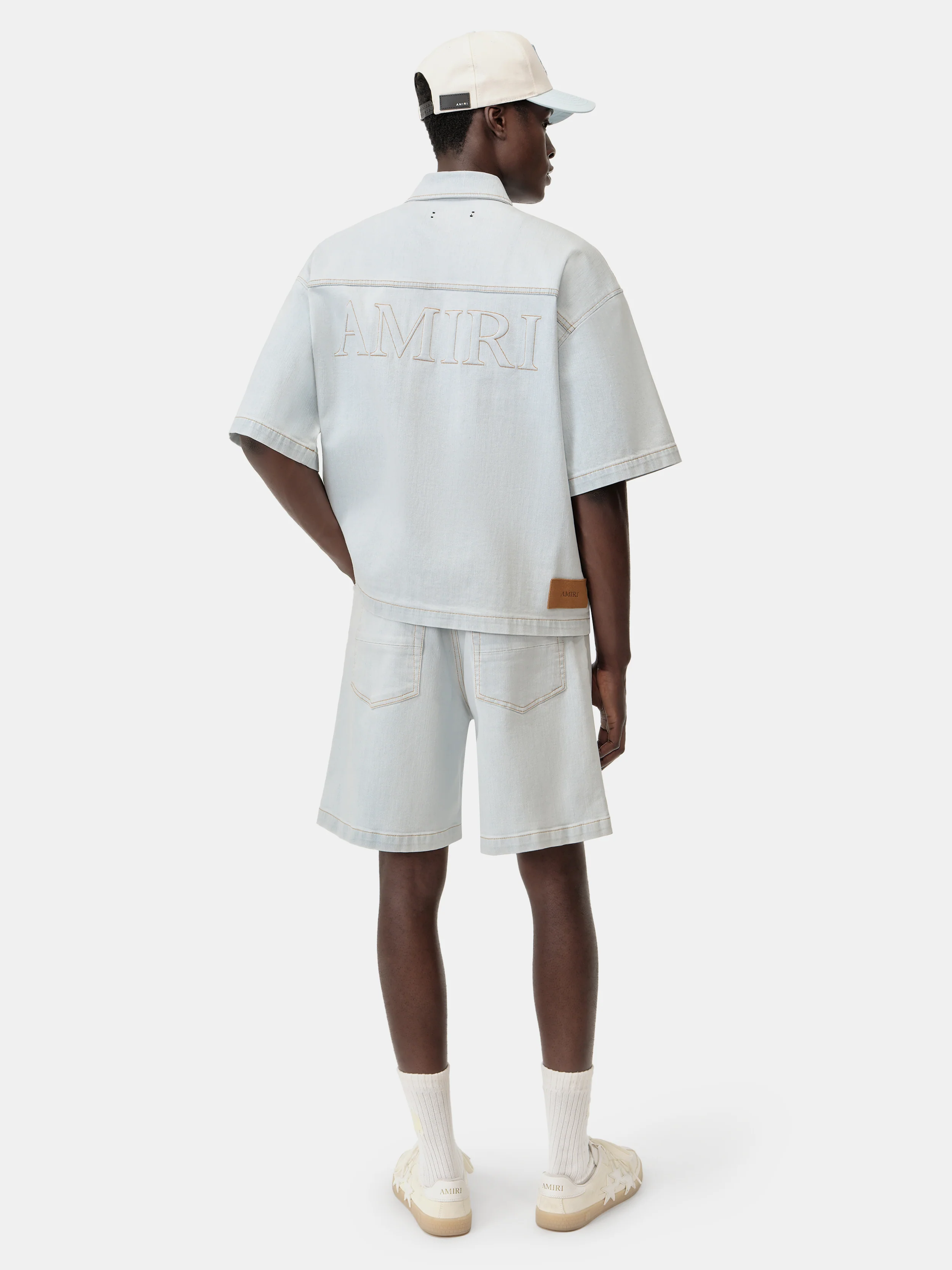 AMIRI 3D SHORT SLEEVE SNAP SHIRT - Light Indigo - Image 5