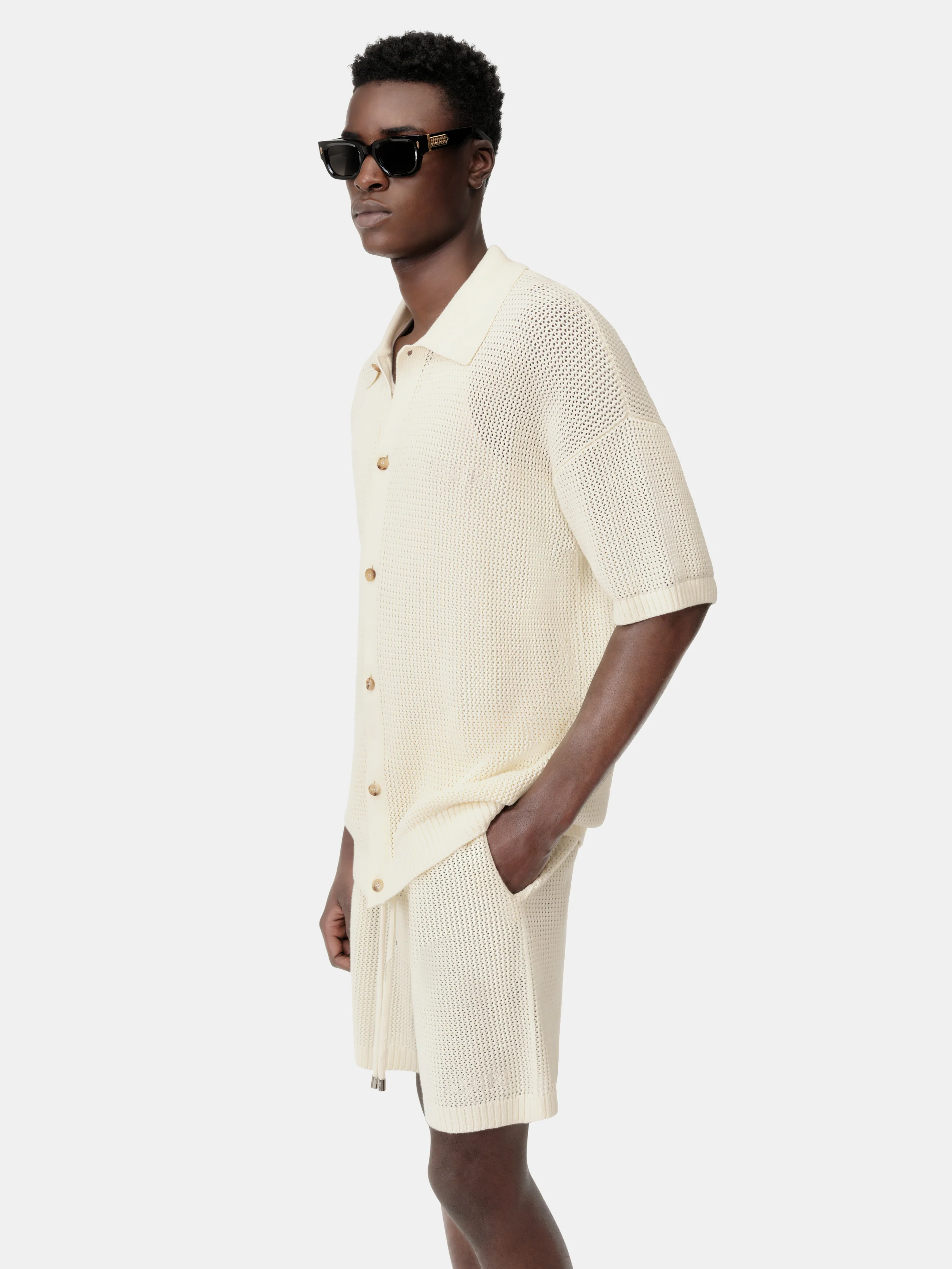 AMIRI CROCHET MESH SHIRT - Ivory - Image 4