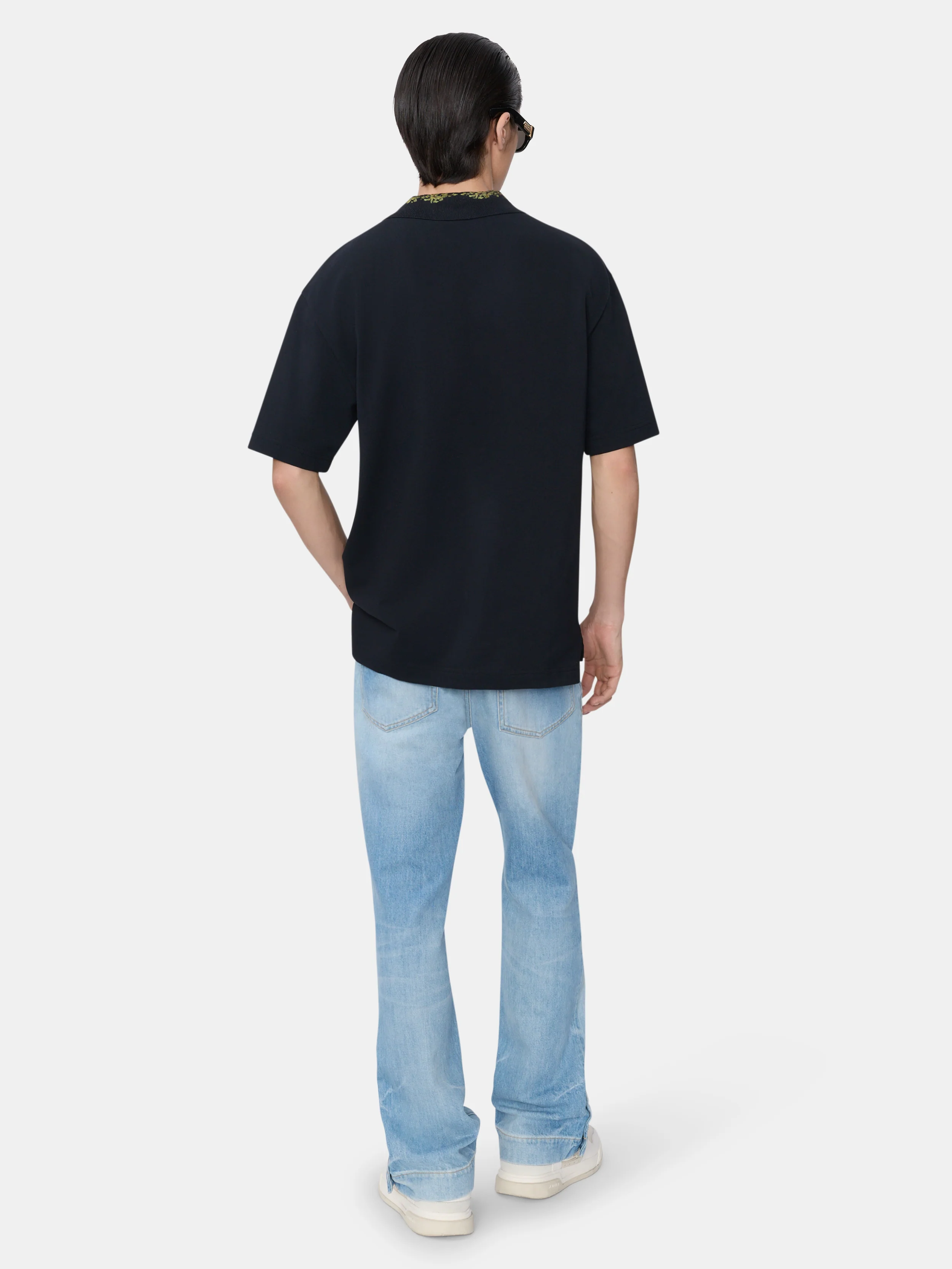 AMIRI FLORAL COLLAR POLO - Black - Image 4