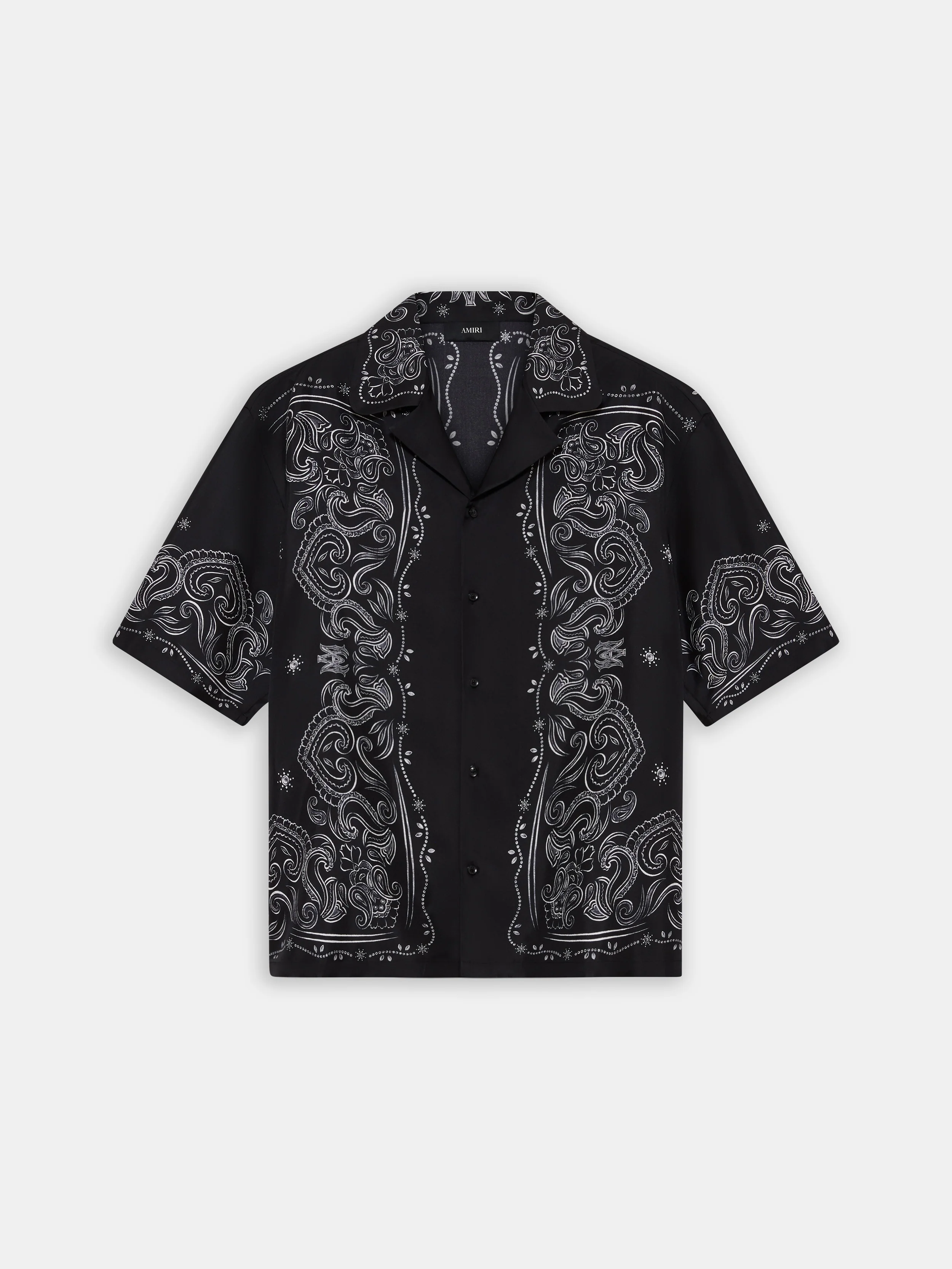 BANDANA PAINT OVERSIZED BOWLING SHIRT - Black