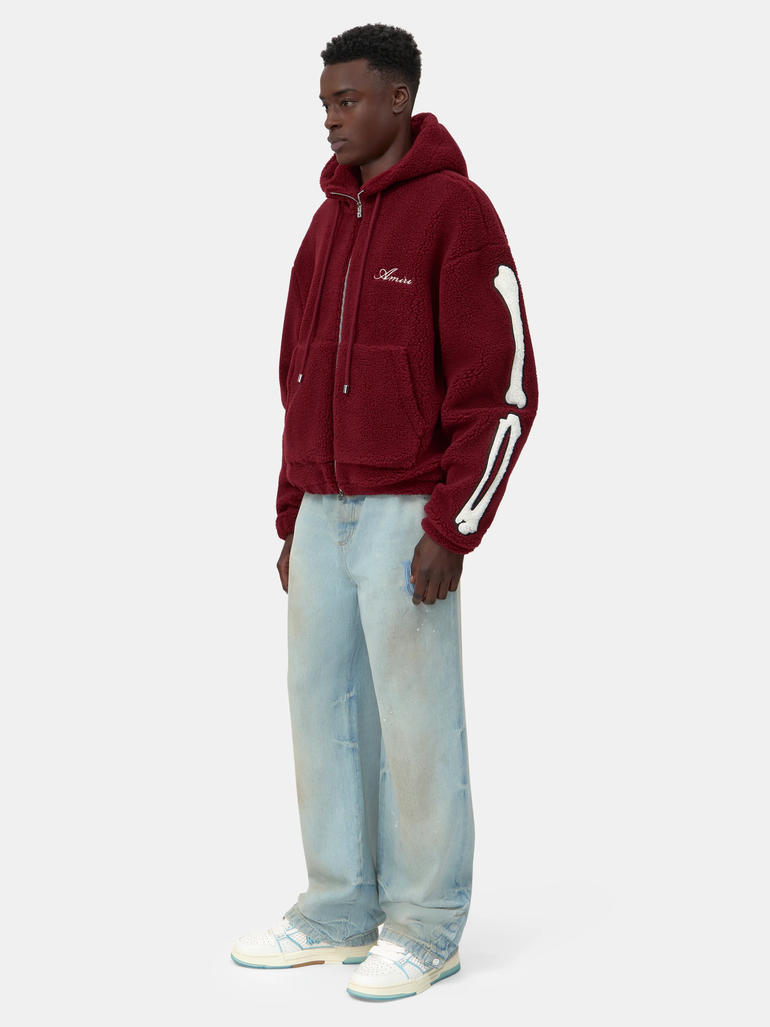 BONES FLEECE ZIP HOODIE - Aged Port - Image 3