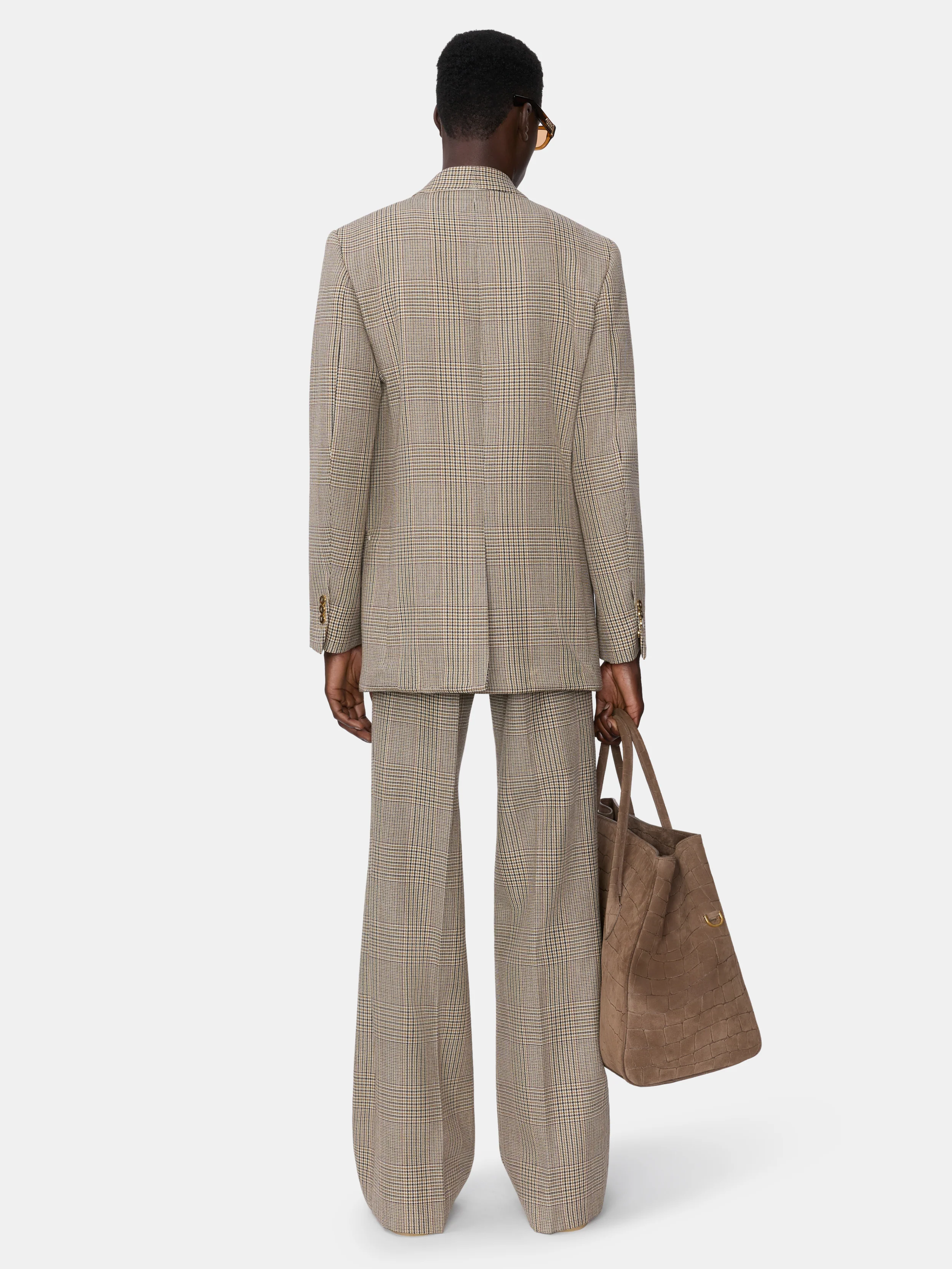 CHECK DOUBLE-BREASTED BLAZER - Taupe - Image 4