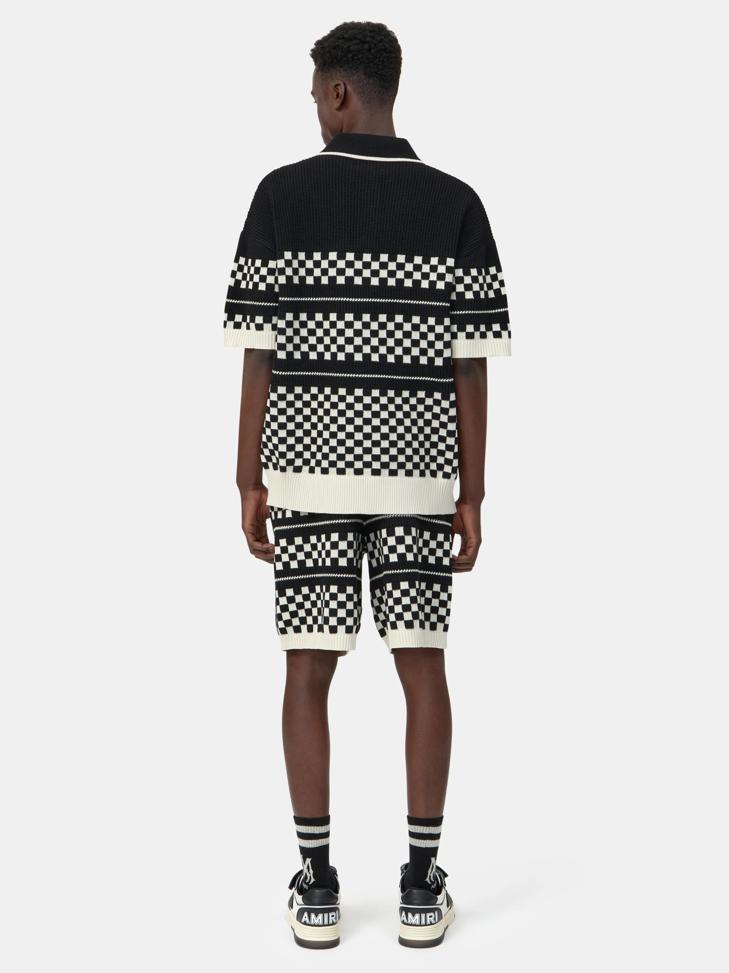 CHECKERED MESH SHIRT - Black - Image 4