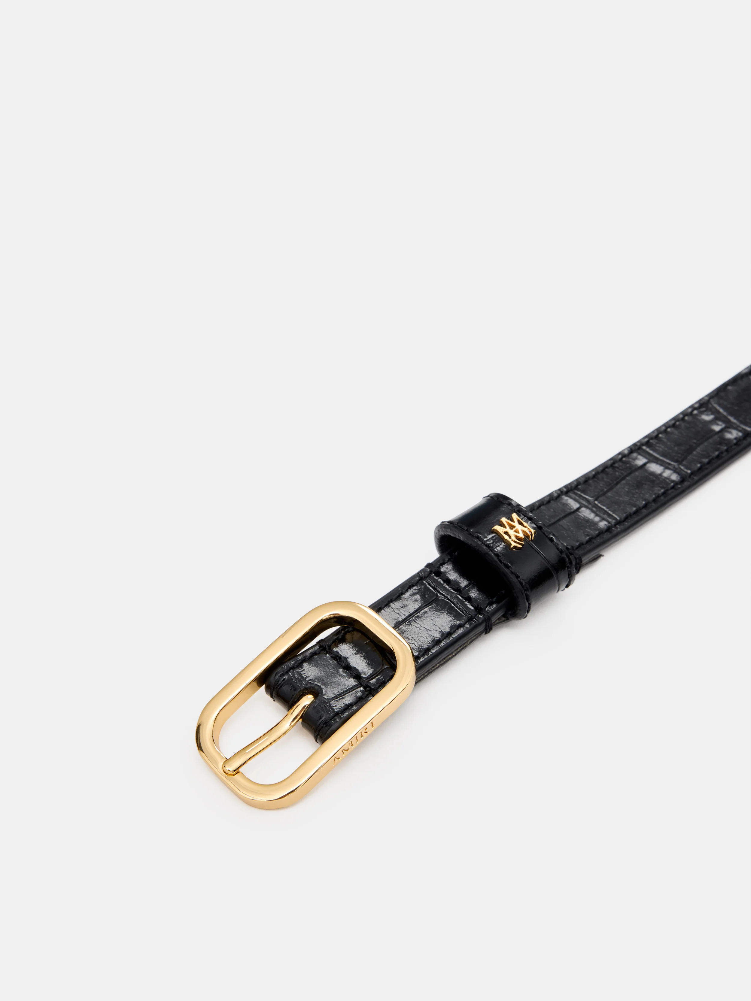 CROC EMBOSSED 2CM BELT - BLACK GOLD - Image 3