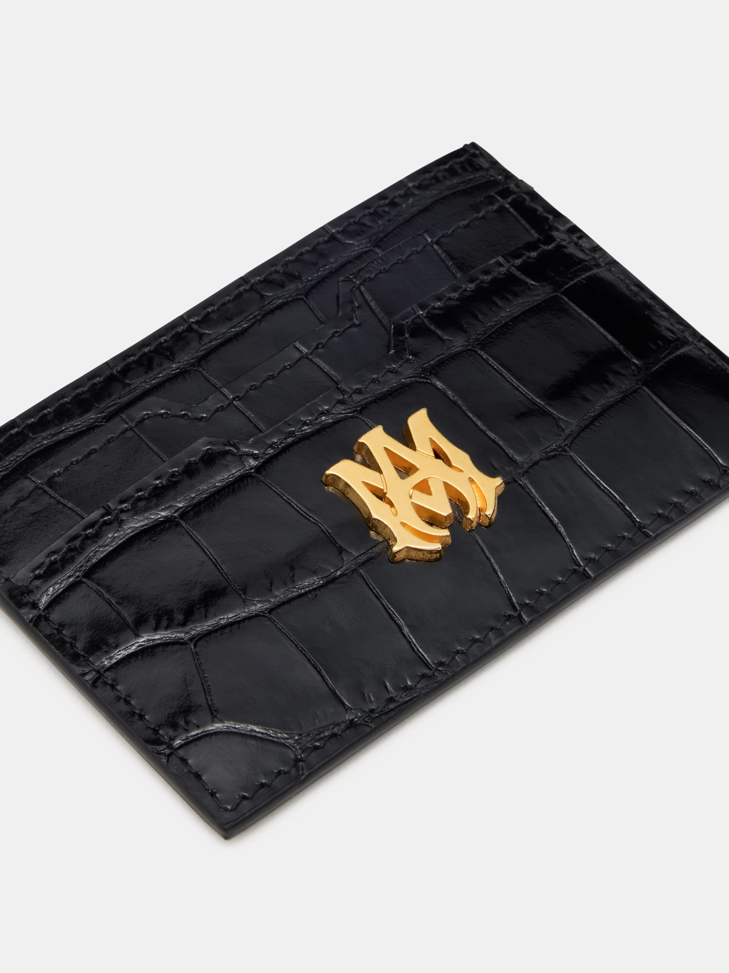 CROC EMBOSSED CARD HOLDER - BLACK - Image 3