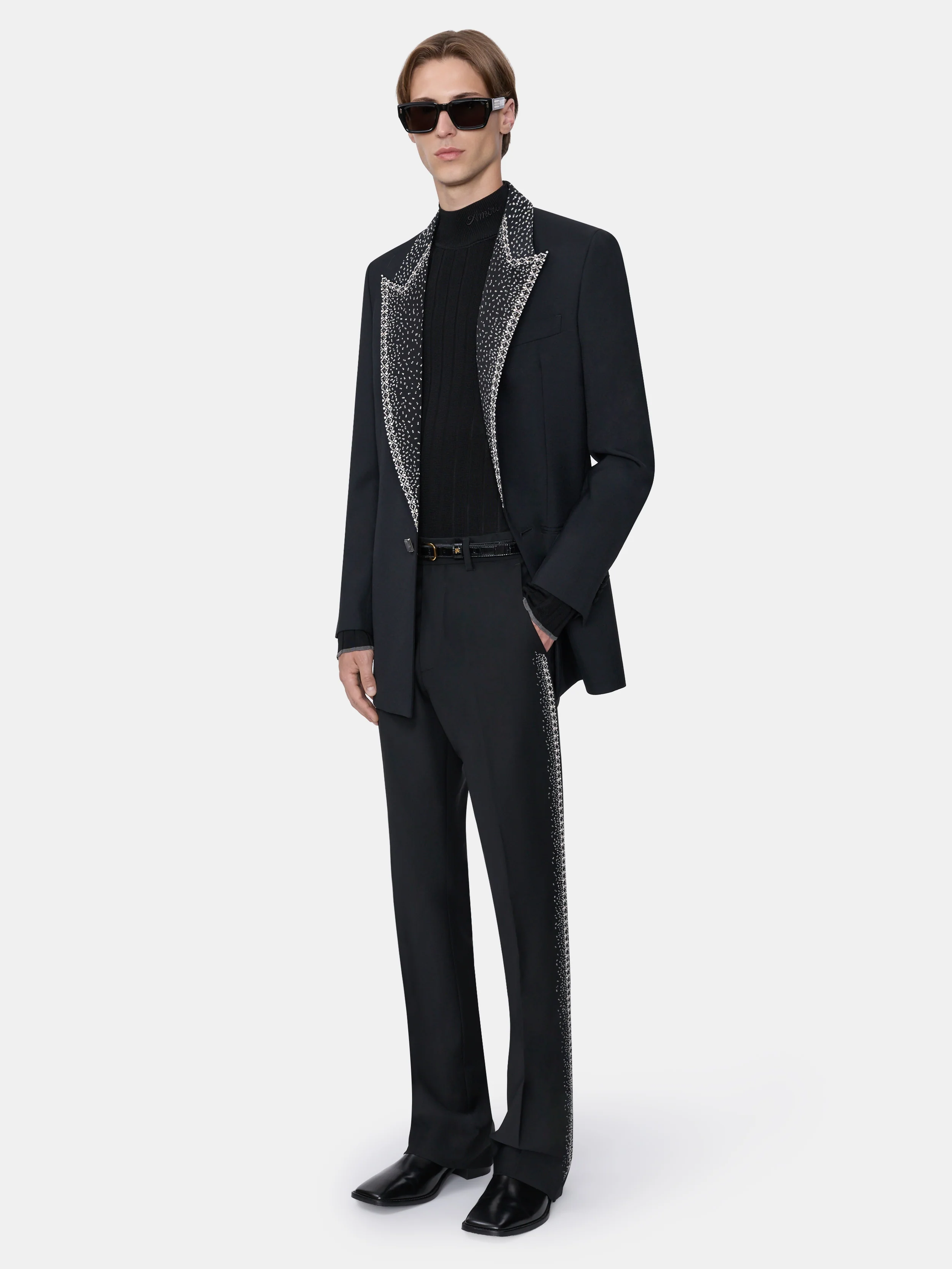 CRYSTAL STRIPE FLARE PANT - BLACK - Image 3