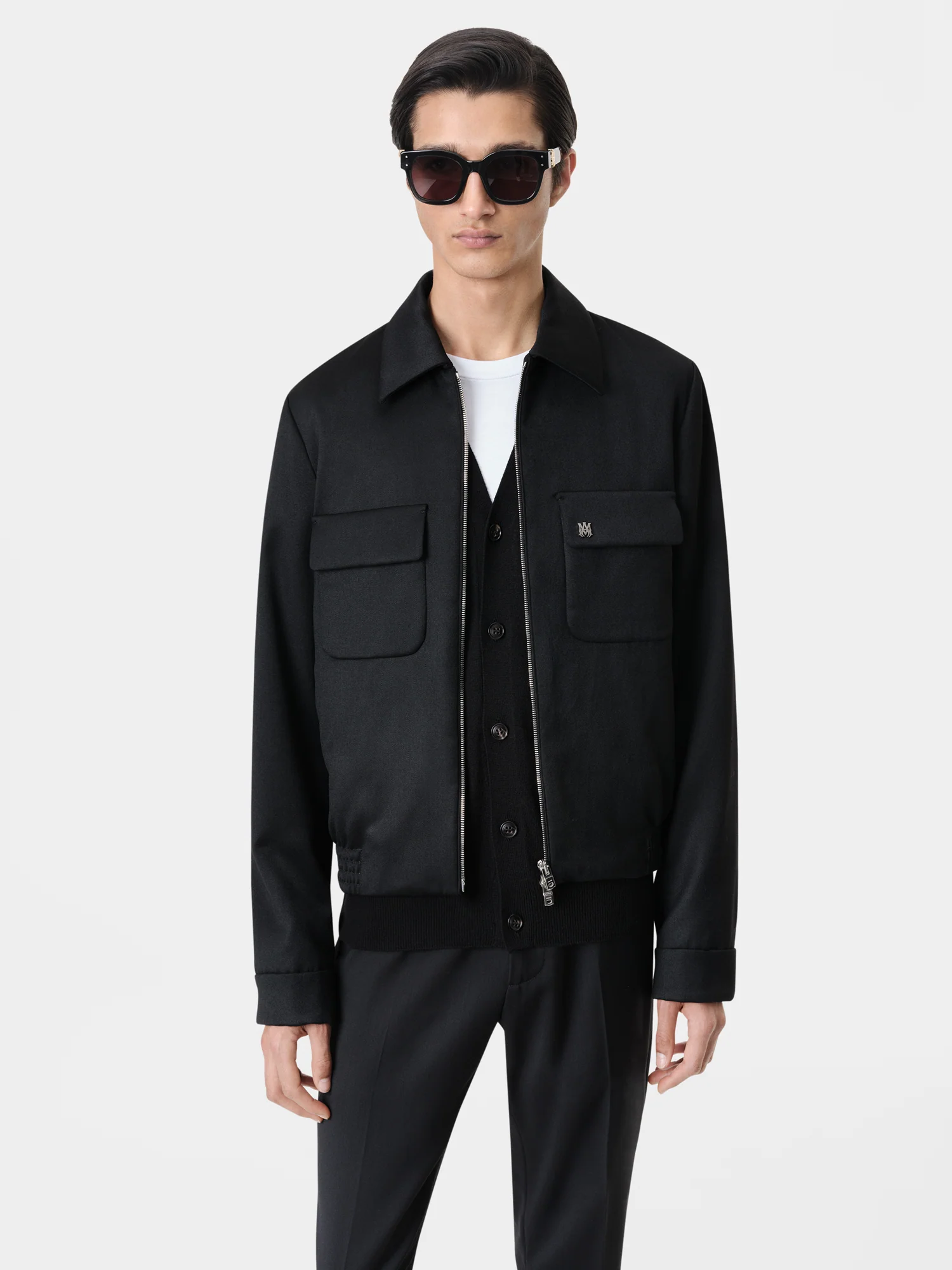 DOUBLE POCKET ZIP BLOUSON-BLACK - Image 3