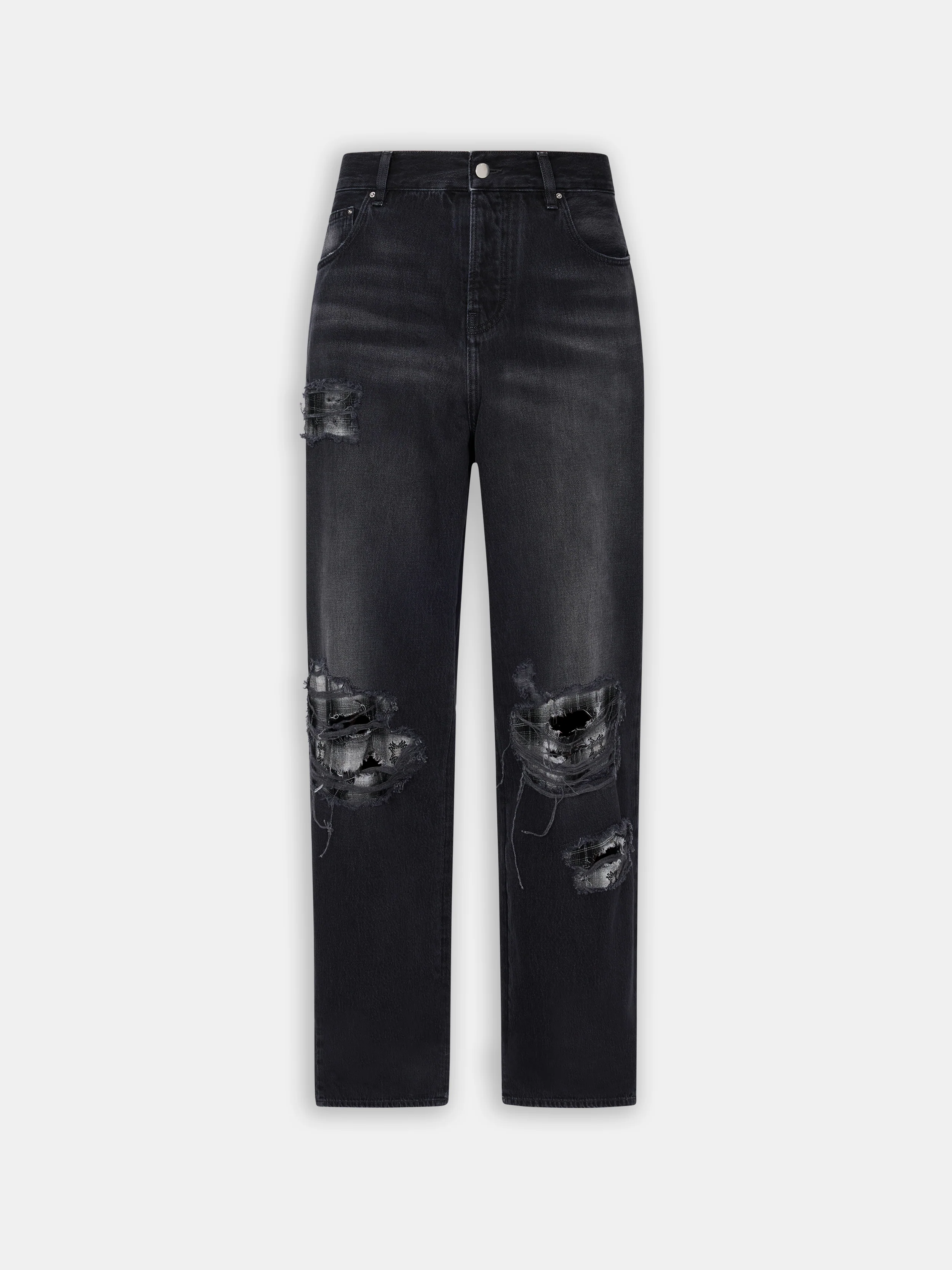 FLANNEL REPAIR BAGGY JEAN - STEEL BLACK