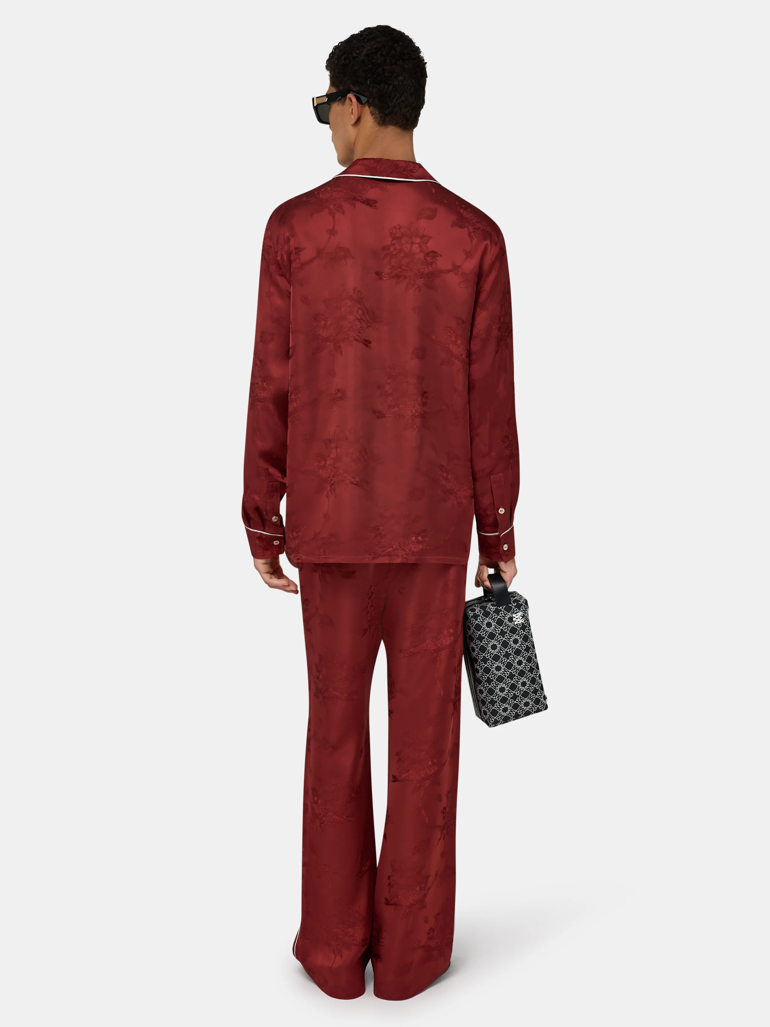 FLORAL JACQUARD PAJAMA SHIRT - Terracotta - Image 4