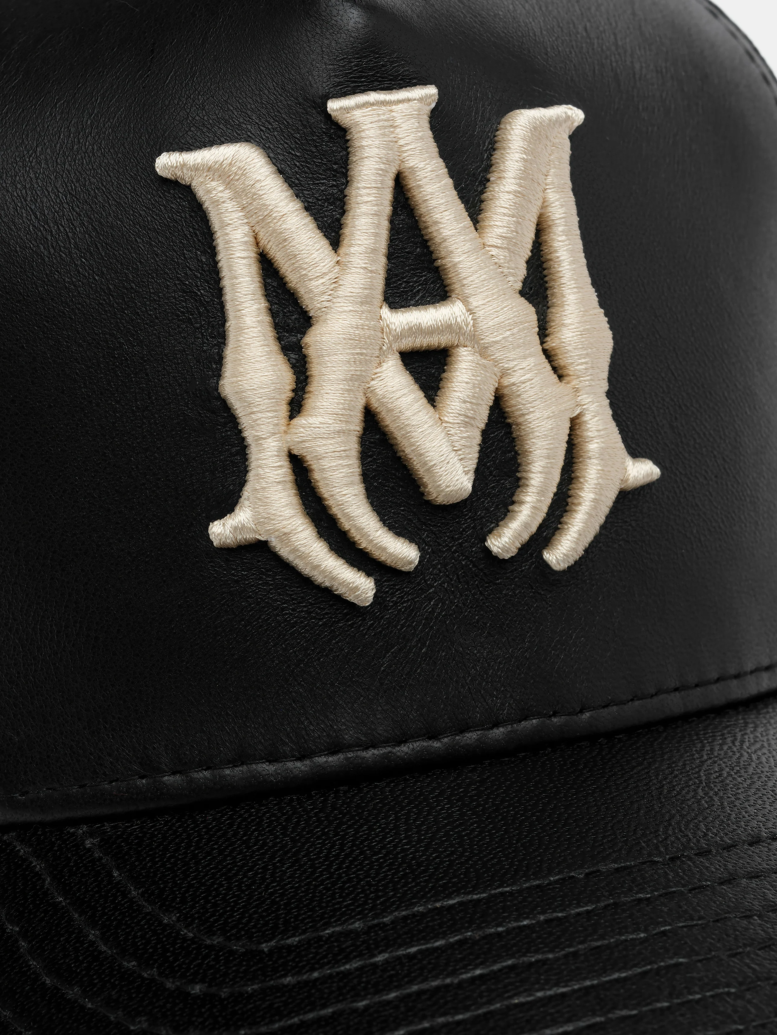 LEATHER MA TRUCKER HAT - Black - Image 4