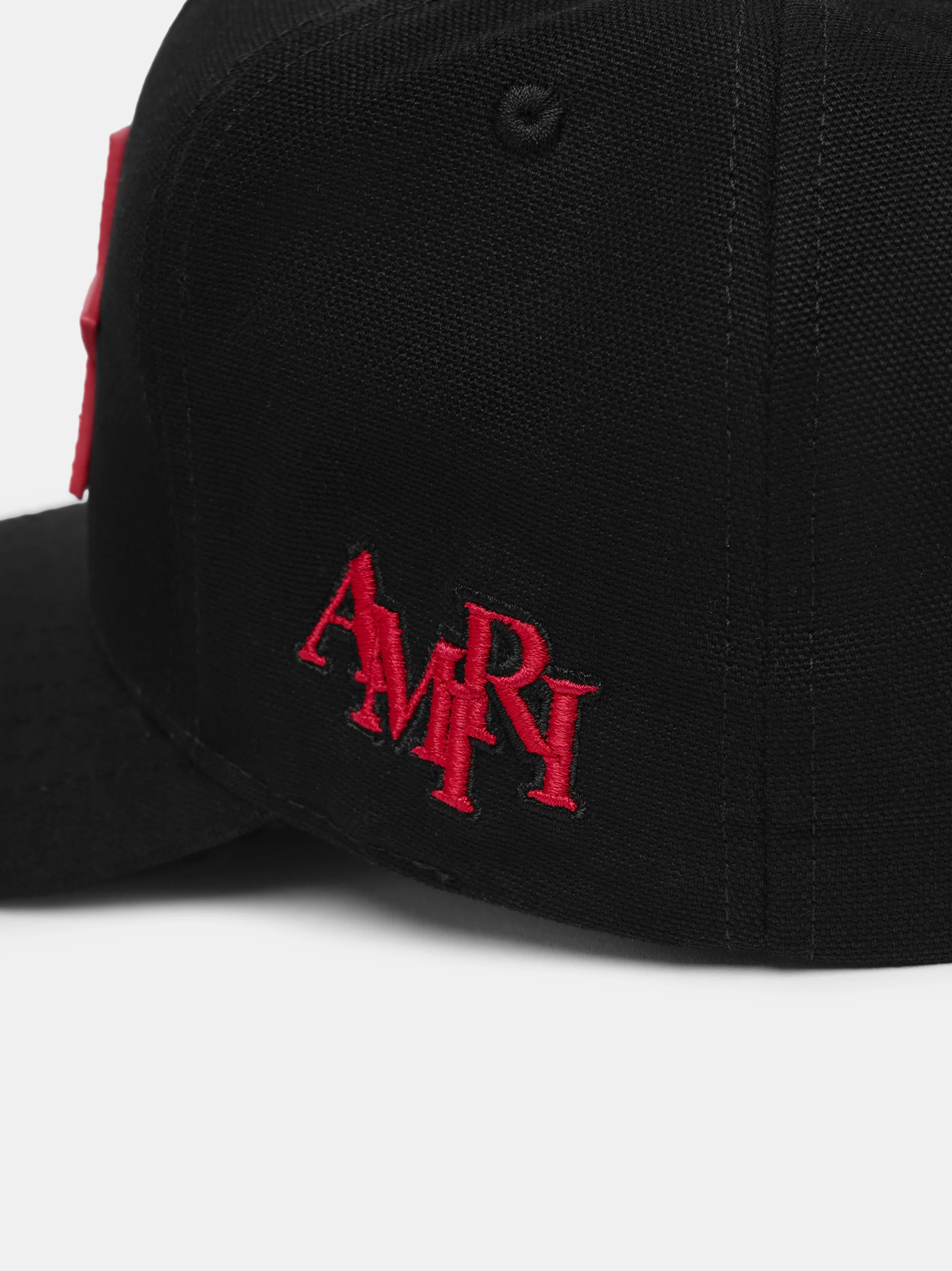 THREE STAR STAGGERED AMIRI FULL CANVAS HAT - Black Red - Image 5