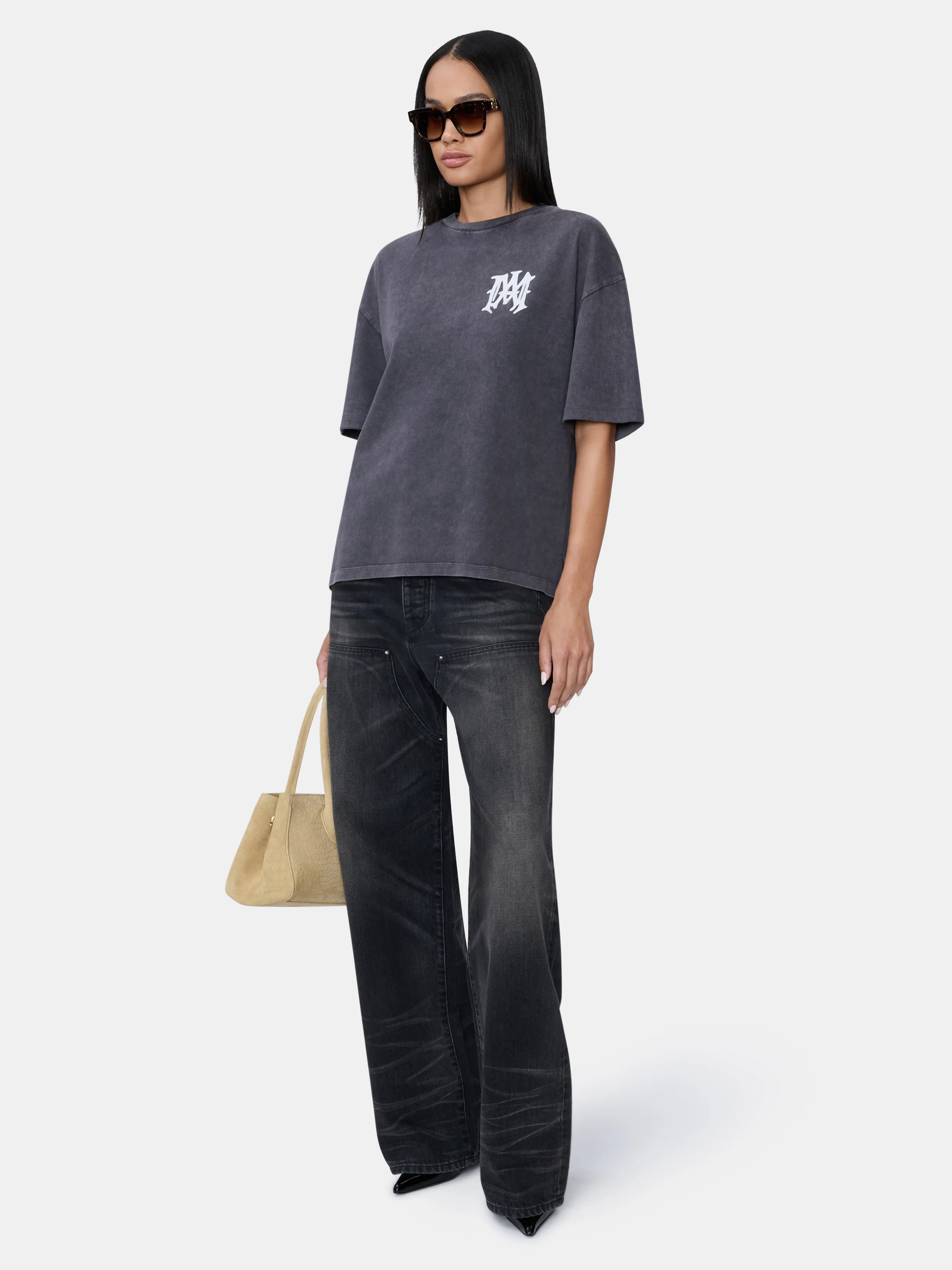 WOMEN - WOMEN'S AMIRI HOLLYWOOD OVERSIZED TEE - Black - Image 3