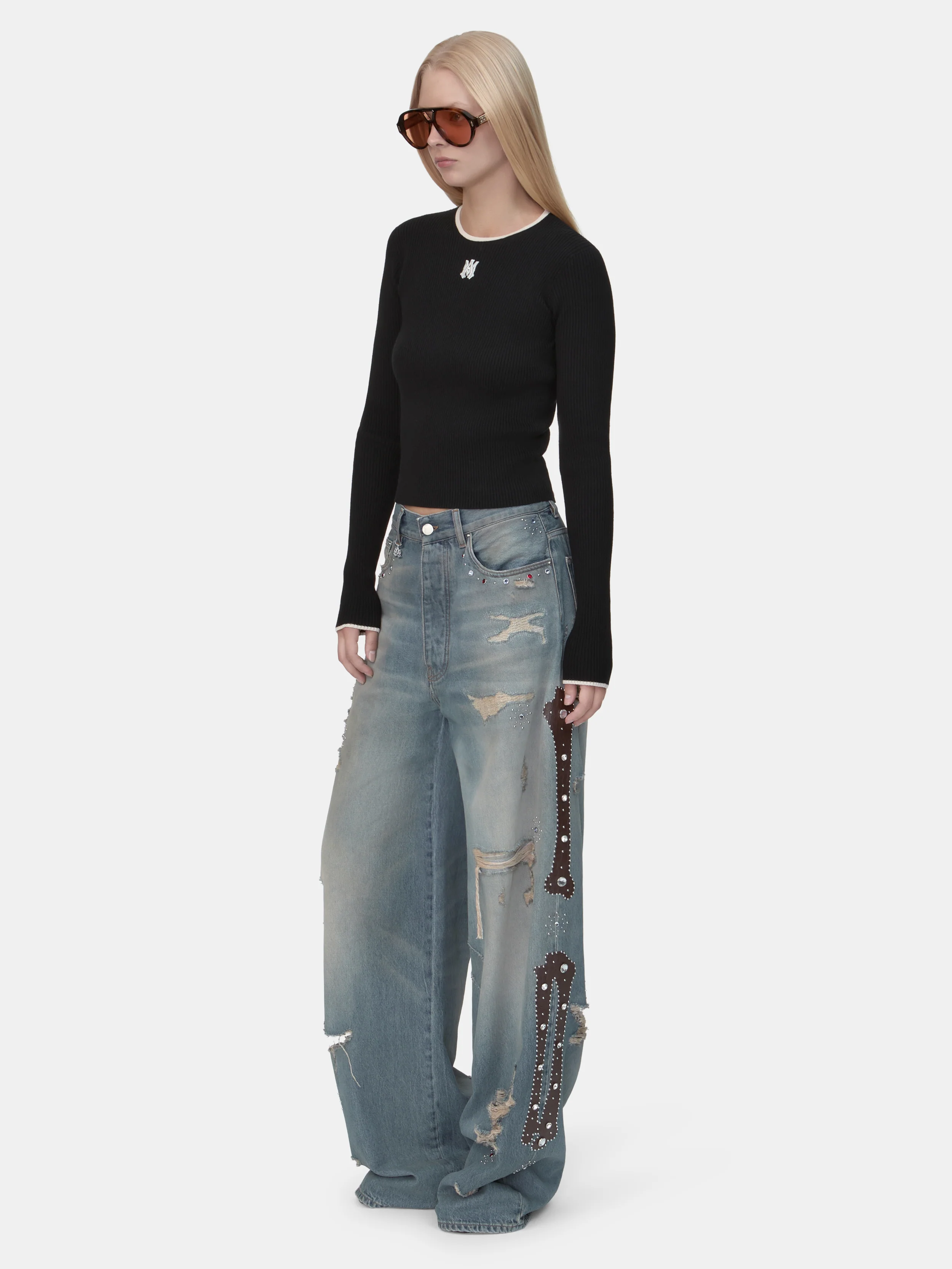 WOMEN - WOMEN'S BONES STUDDED JEAN - DRIFTWOOD BLUE - Image 3