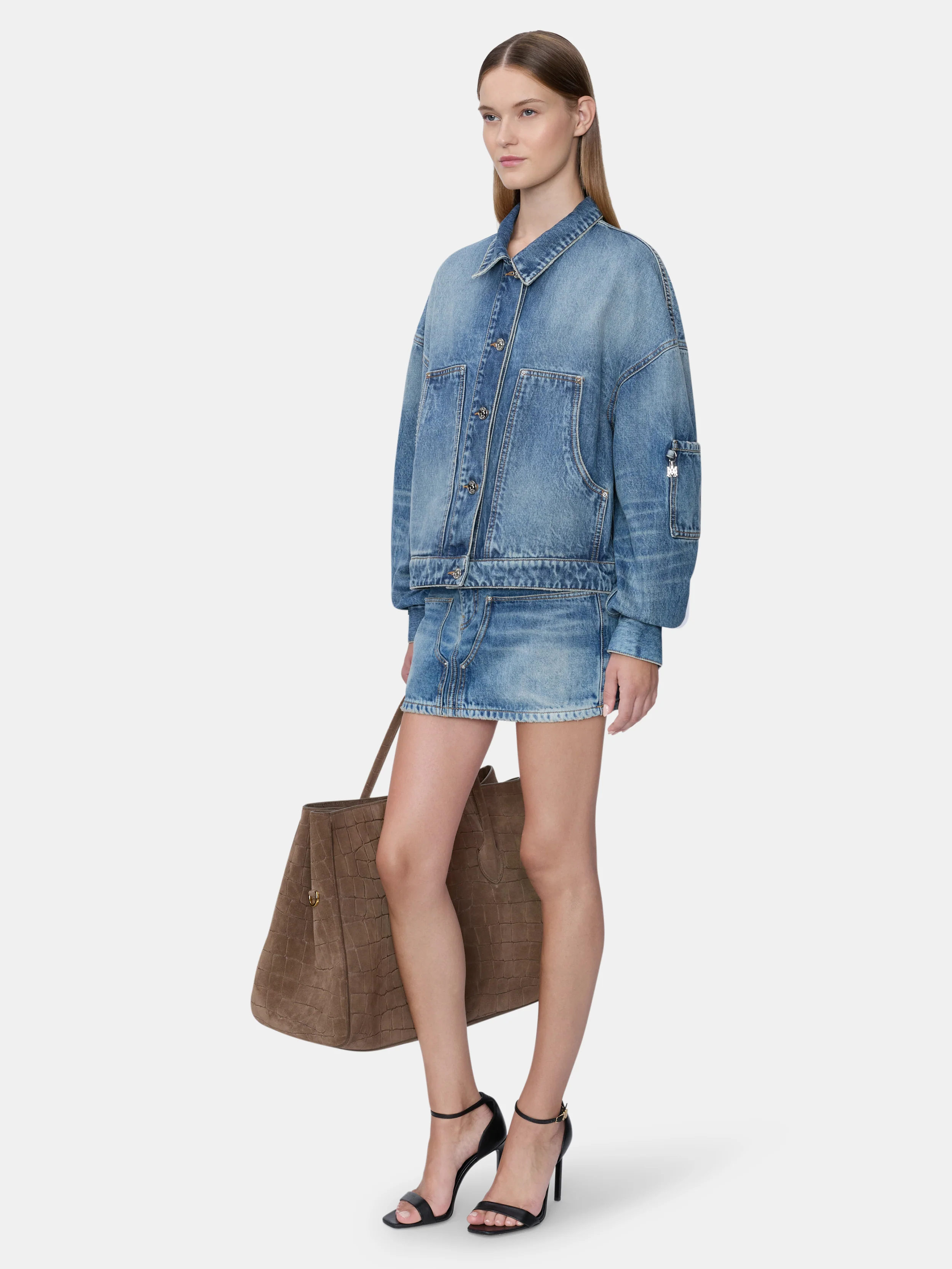 WOMEN - WOMEN'S DENIM CARPENTER MINI SKIRT - Classic Antique Indigo - Image 3