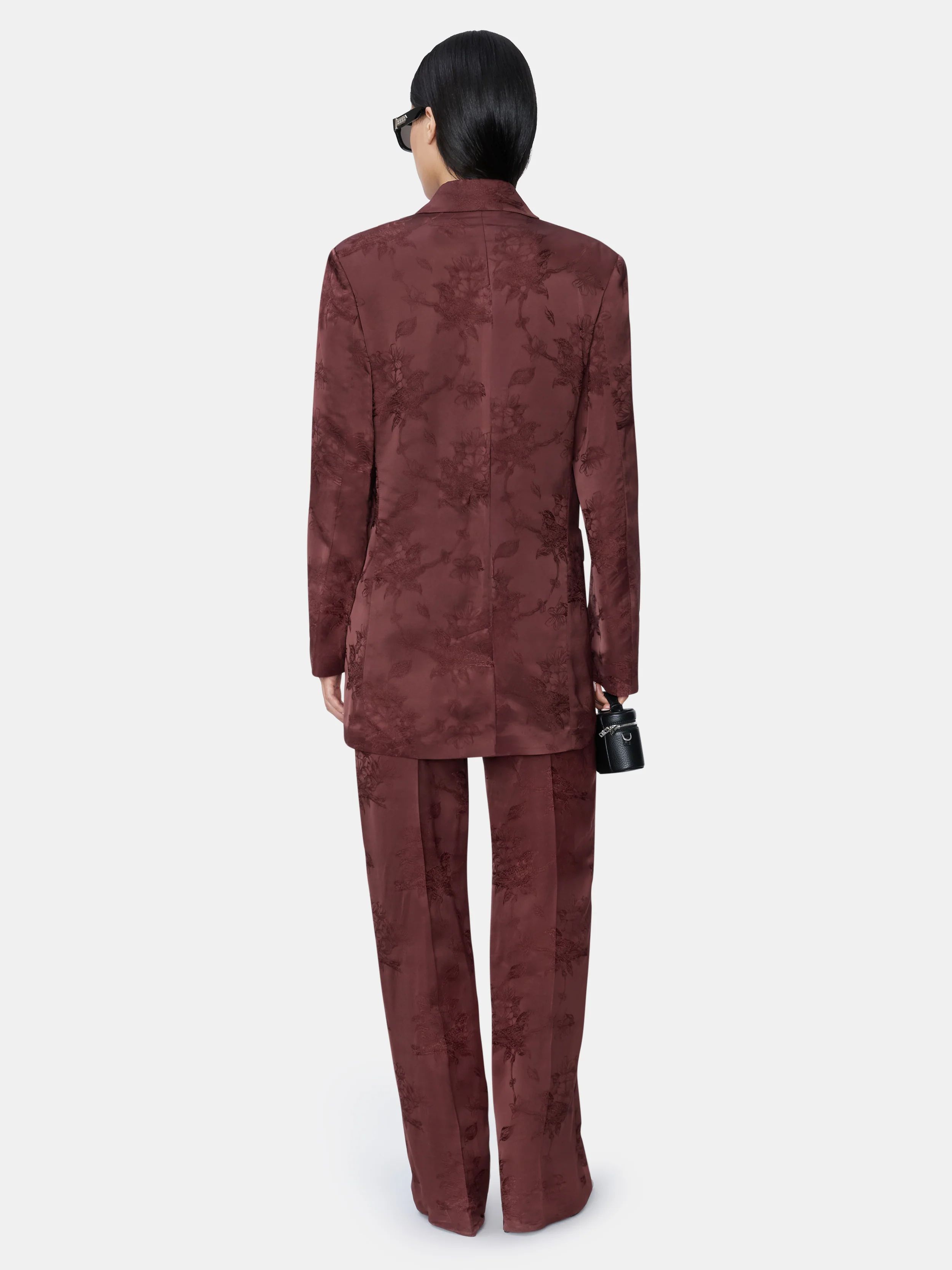 WOMEN - WOMEN'S FLORAL DOUBLE-BREASTED BLAZER - Tobacco - Image 4