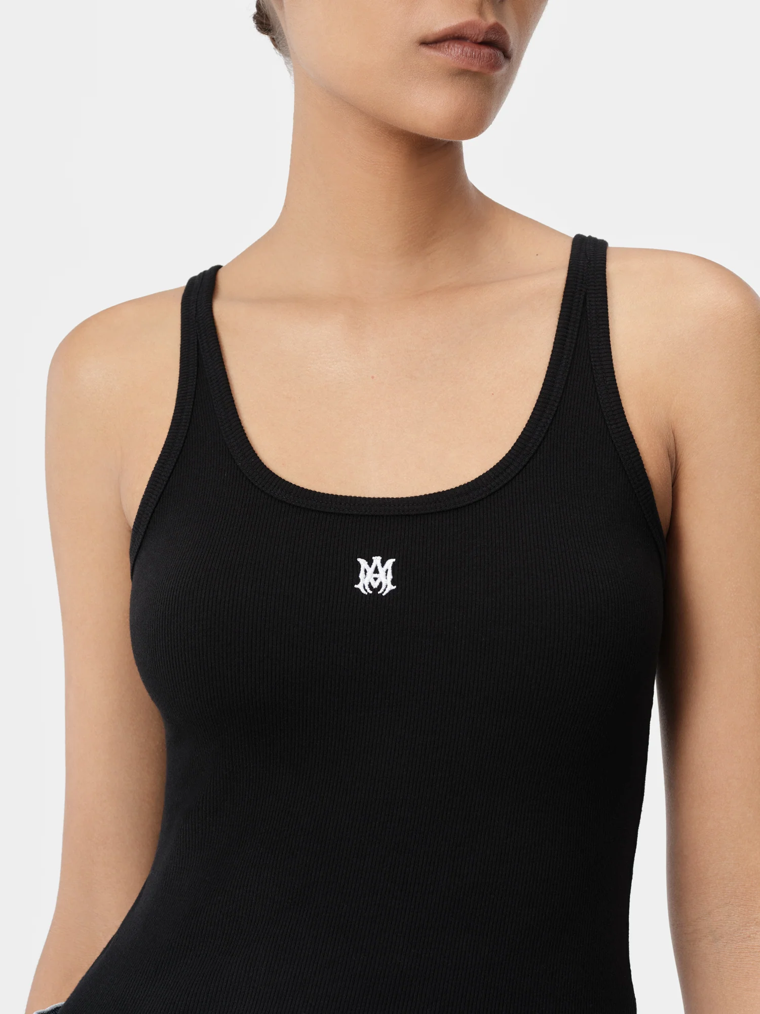 WOMEN - WOMEN'S MA EMBROIDERED RIBBED TANK - Black - Image 4