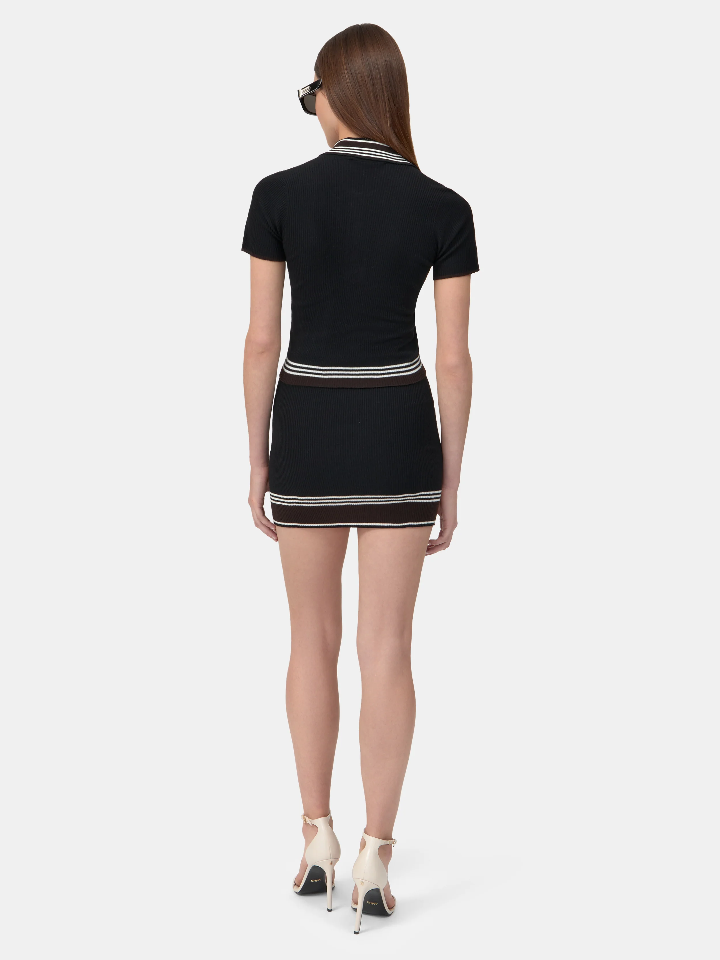 WOMEN - WOMEN'S MA STRIPE POLO - Black - Image 4